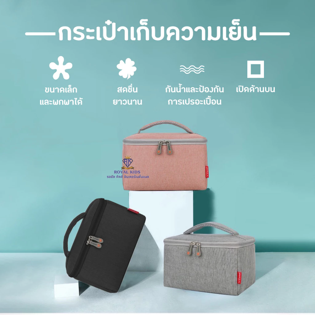 M001 กระเป๋าคุณแม่ กระเป๋าเก็บความเย็น v-coool ใส่ขวดนม เก็บนมแม่ แถมฟรี ไอซ์เจล 2 ซอง