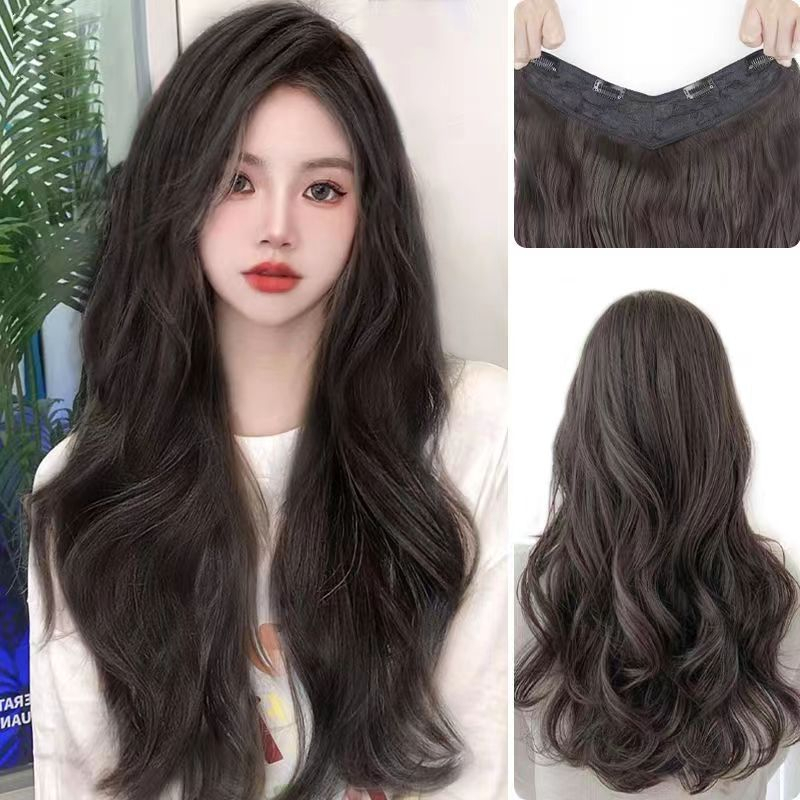 🔥พร้อมส่ง🔥60 ซม. 50 ซม. ยาวหยิกผมวิกผมธรรมชาติดู/ผมยาวคลื่นใหญ่ธรรมชาติต่อผมชิ้นเดียว, วิกผมชิ้นเดียว