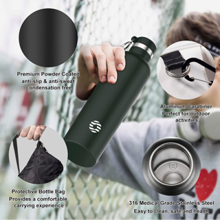 FJbottle แท้งค์เก็บอุณหภูมิ 1000ml Thermos Flask ขวดน้ำพกพา ถ้วยน้ำสแตนเลส 316 SUS แก้วเก็บเย็น24ชม กระติกน้ำพกพา FJ013