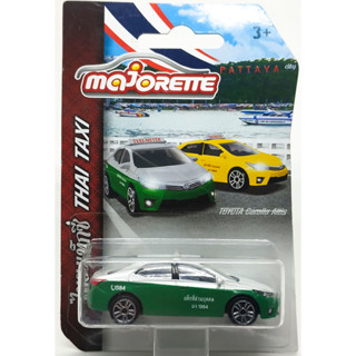 Majorette Toyota Corolla Altis - Thai Taxi White/Dark Green ล้อ D5S Scale 1/61 (8cm) package แบบยาว