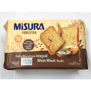 แท้ พร้อมส่งMisura Fiberextra Whole Wheat rusks 320g.ขนมปังโฮลวีทอบกรอบ นำเข้าจากอิตาลี🇮🇹