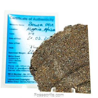 อุกกาบาต หิน BOURA 001 Meteorite แบบสไลซ์ใหญ่ พร้อมใบรับรอง จาก Germany #4 หนัก 22.2 กรัม