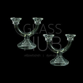 GLASS HUB (LYNX) Candle Stand 5464 - (เซต2ใบ )เชิงเทียน ลายคริสตัล  สำหรับใส่เทียน