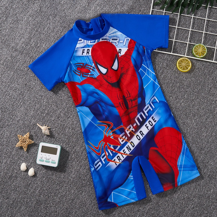 ชุดว่ายน้ำเด็กผู้ชาย นสไปเดอร์แมน ชุดว่ายน้ำวันพีซเด็ก ชุดว่ายน้ำวันพีชแขนสั้น สำหรับเด็ก เด็กผู้หญิง เด็กผู้ชาย