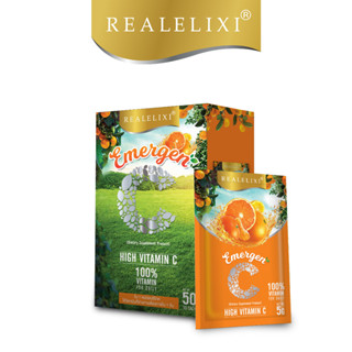 Real Elixir Emergen-C วิตามินซีแบบผง ให้วิตามินที่ร่างกายต้องการใน 1 วัน ขนาด 5 กรัม/ซอง (1 กล่อง บรรจุ 10 ซอง)