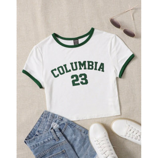 SHEIN เสื้อครอป เสื้อยืด กราฟิกตัวอักษร🤍💚