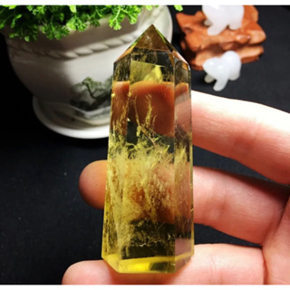 1 Pc Natural Citrine Crystal Point Healing Obelisk Yellow Quartz Wand Beautiful Ornament for Home Decor Reiki Stone