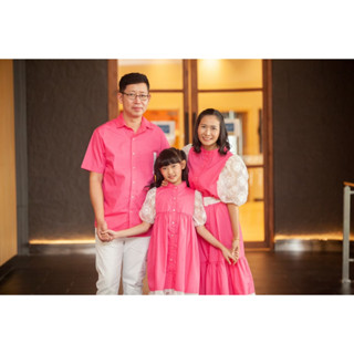 Darling​ Family​ Closet​ เสื้อผ้าครอบครัว​ ชุดครอบครัว สีชมพูเข้ม