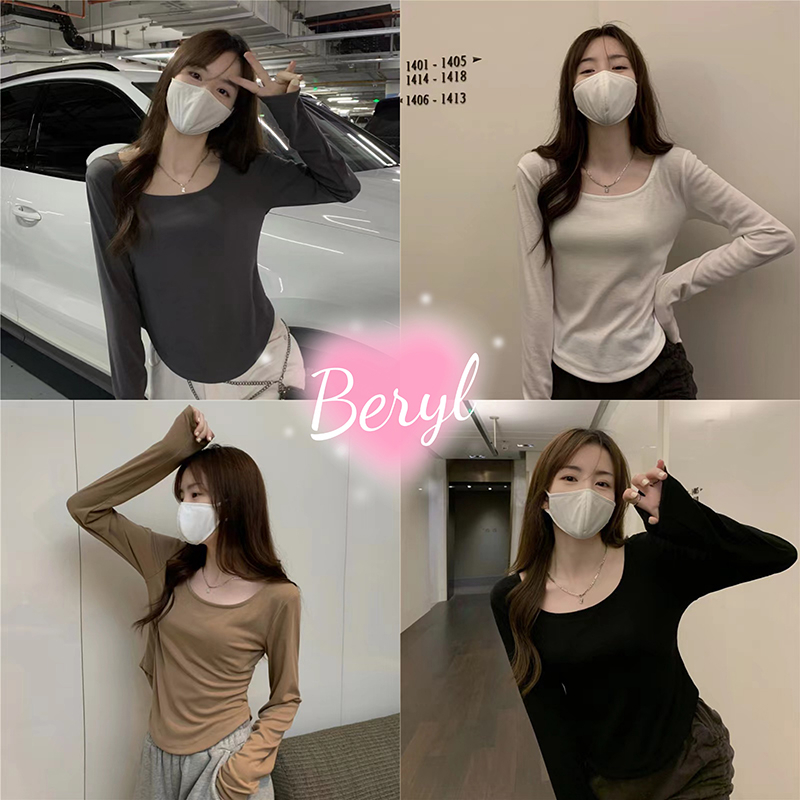 Beryl เสื้อท่อนบน เสื้อยืดรัดรูปสไตล์เกาหลี 4 สี เนื้อผ้าใส่สบาย