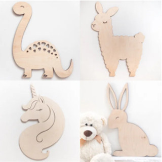 [FudFudAR] ฝุด-ฝุด-อะ แผ่นไม้ ไดโนเสาร์ Dinosaur ยูนิคอร์น Unicorn กระต่าย Rabit ลามะ Lama Blank Wood นำไปเพ้นระบายสีได้