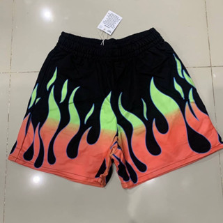 GALLERY DEPT FLAMES PRINT BERMUDA SHORTS กางเกงขาสั้นเอวยางยืด แบรนด์แกลอรี่เดป ลายเปลวไฟ ไล่สี gradient