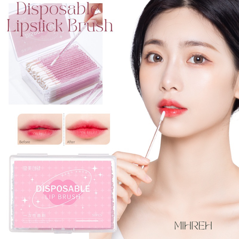 (พร้อมส่ง) แท่งทาลิปแบบใช้แล้วทิ้ง บรรจุ 50 ชิ้น ที่ทาลิป แท่งทาลิป พร้อมกล่อง เกรด Premium