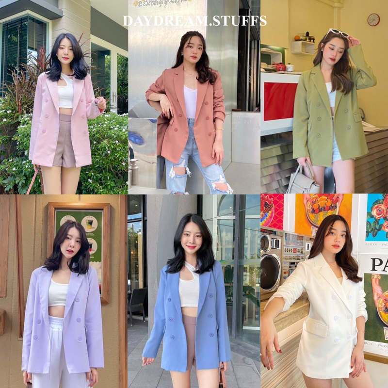 💫พร้อมส่ง💫Yudan Korea Blazer • เสื้อสูท รุ่น 6 กระดุม ทรงoversize สไตล์เกาหลี โทนสีพาสเทล มีซัปใน ไม