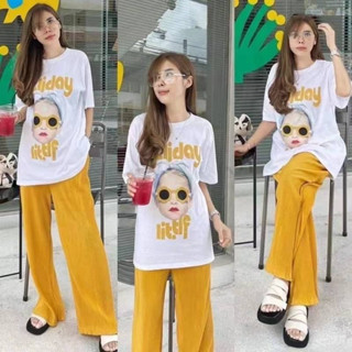 **พร้อมส่ง ชุดเสื้อ+กางเกง เนื้อผ้านิ่มเด้ง เสื้อยาว 67 cm. อก 41.5 นิ้ว กางเกงยาว 96 cm. สะโพก 42 นิ้ว มี 3 สี