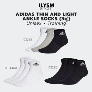 ADIDAS THIN AND LIGHT ANKLE SOCKS แพ็ค 3คู่ (IC1283/IC1282/HT3468) ถุงเท้าหุ้มข้อ เบาและบาง ลิขสิทธิ์แท้!!