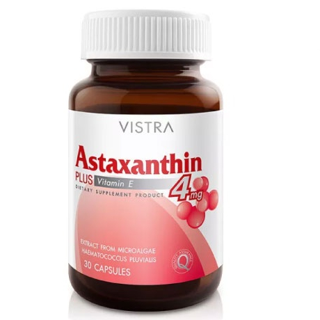 VISTRA ASTAXANTHIN 4 MG. PLUS VITAMIN E สารสกัดจากสาหร่ายสีแดง ลดริ้วรอย ชะลอวัย