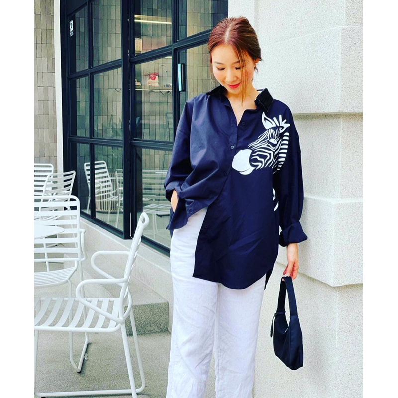 zebra shirt เสื้อเชิ้ตสกรีนลาย