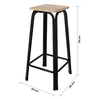 Inmyhomeเก้าอี้บาร์ (C)ไม้ยางพารา ขาเหล็ก เก้าอี้คาเฟ่ สูง75cm. รับน้ำหนักได้100กิโล