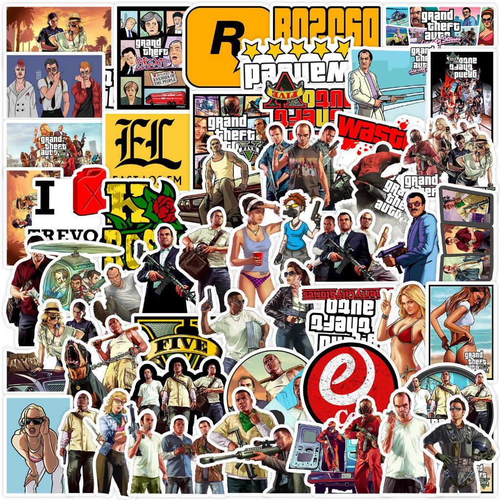 💥พร้อมส่ง💥GTA Grand Theft Auto Sticker 50 ชิ้น สติกเกอร์กันน้ำรูปแบบที่แตกต่างกัน  GTA5 NINTENDO
