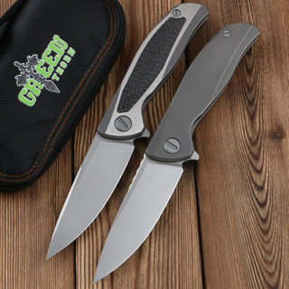 มีดพับ มีดพก Folding pocket knife Green Thorn F95NL, 3.8" VG10 blade, Frame lock Ball bearings Titanium handle มีดแคมป์