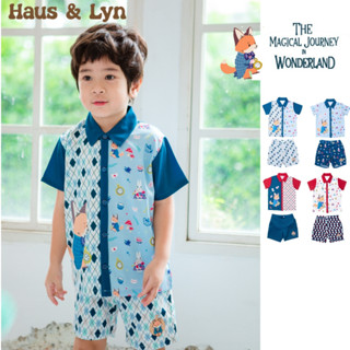 Haus&amp;Lyn - ชุดเซ็ทเด็กผู้ชาย เสื้อผ้าเด็กผู้ชาย เสื้อเชิ้ตเด็กผู้ชาย สไตล์เกาหลี slim fit ลายจิ้งจอกตัวใหญ่