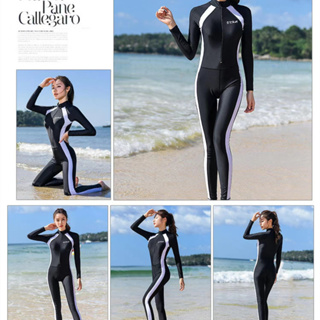 40-60KG ชุดดำน้ำหญิง แขนยาวชิ้นเดียว Ladies wetsuit ชุดว่ายน้ำวันพีชไซส์ swimsuit 2669