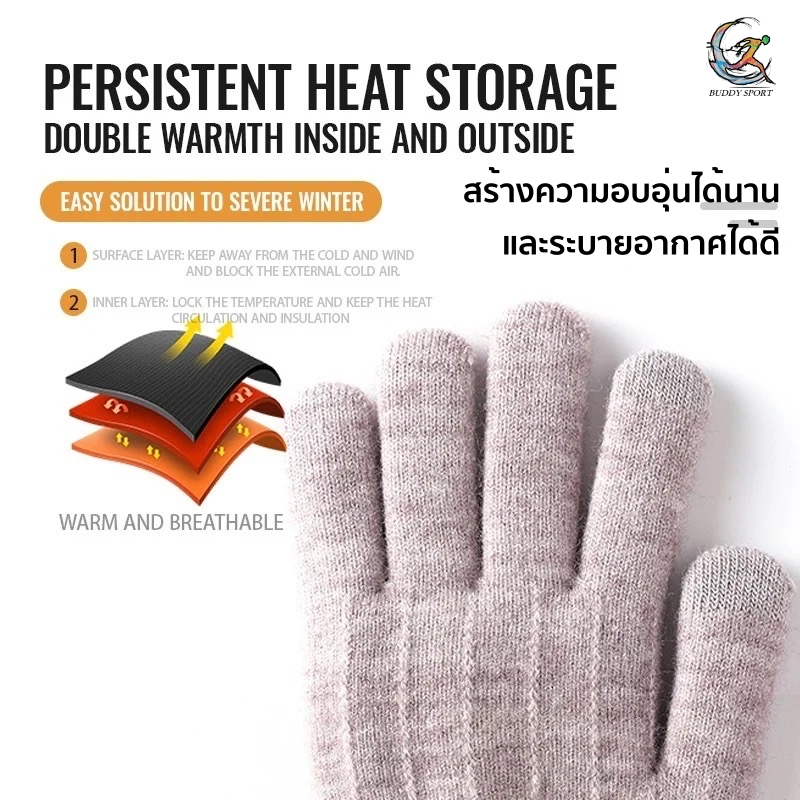 ถุงมือกันหนาว Jacquard design บุขน Wool กันความหนาวได้ -5°c ผ้านุ่ม สวมใส่สบาย ทัชสกรีนได้ 01J ราคา ถูกที่สุด ดีลบีเคเค แกลเลอรีภาพที่ 6