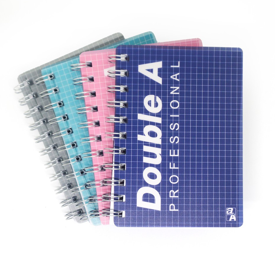 Double A สมุดจดบันทึก สมุดปกพลาสติก รุ่น Professional ขนาด A6 หนา 70 แกรม จำนวน 100 แผ่น/เล่ม (คละสี ) [S24]