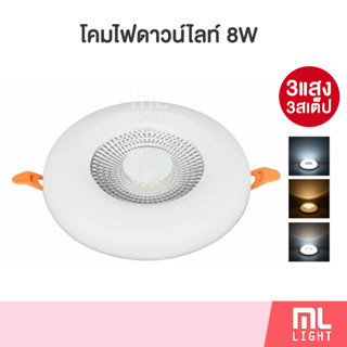 ดาวน์ไลท์ Downlight 8W โคมดาวไลท์ LED 3แสง 3สเต็ป ฝังฝ้า 2.5นิ้ว เปิดปิดสวิตซ์ เปลี่ยนได้ 3สี สว่างมาก มีให้เลือก2รุ่น