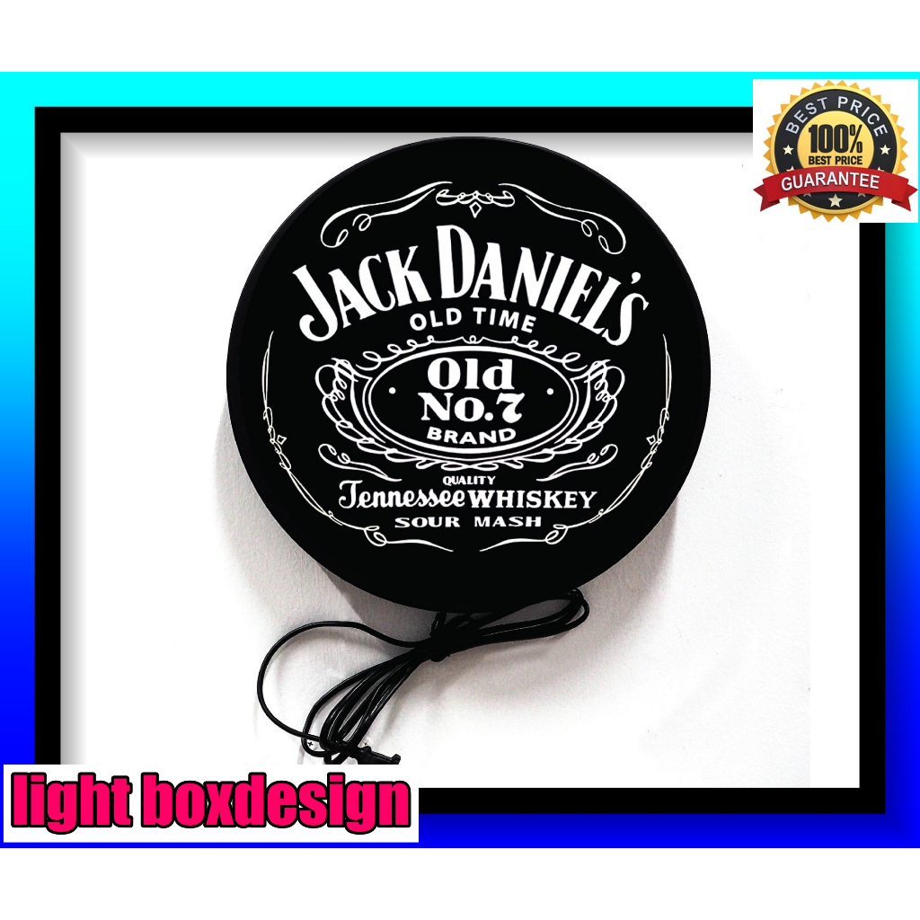 Jack Daniel's ป้ายไฟLED ป้ายไฟ ป้ายเหล้า ป้าย ด้านเดียว ติดผนัง โลโก้ แจ๊คแดเนียล ขนาด 30-40 ซม ligh