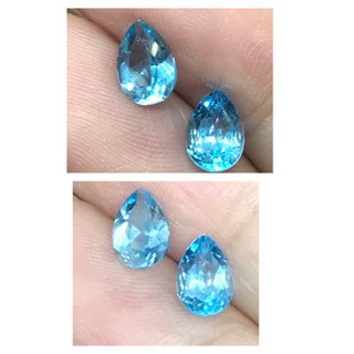 เพทายดิบจากกัมพูชาทรงหยดน้ำสีฟ้านน1.70ct/5*7*3mmอบความร้อนเพิ่มสีมาค่ะ