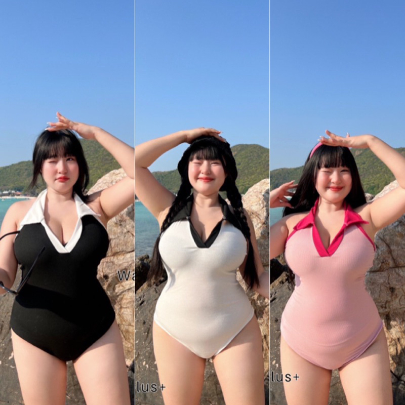 (WP)New Collection !! ชุดว่ายน้ำคอปกแซ่บเบาๆ ทะเลเดือดแน่นอน plussize