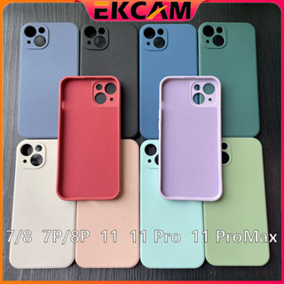 🇹🇭EKCAM เคสใช้สำหรับไอโฟน เคสซิลิโคน ใช้สำหรับ Phone 11/11pro/11promax/7พลัส/8พลัส ลบรอยได้ เคสกำมะหยี่โลโก้ กำมะหยี่