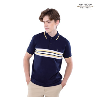 ARROW POLO เสื้อยืดโปโล ทรง COMFORT FIT Cotton 100% สีกรม MPCC531S3CSNV