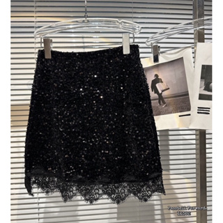 🇰🇷New🇰🇷  Korea blingbling sequins skirt  กระโปรงสั้นวิ้งเลื่อม ซับในเป็นกางเกงใส่สวย ดีเทลแต่งชายลูกไม้สวยเก๋