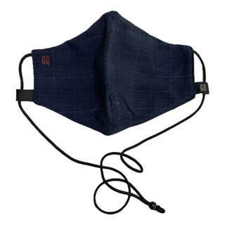 GQ WHITE NAVY-CHECK(LIQUID-REPELLENT REUSABLE)WOOL MASK สีกลมท่าลายสก็อต