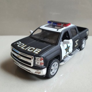 โมเดลรถเหล็ก Chevy Silverado ตำรวจ  สเกล 1:46  ยาวประมาณ 12-13cm เปิดประตูได้