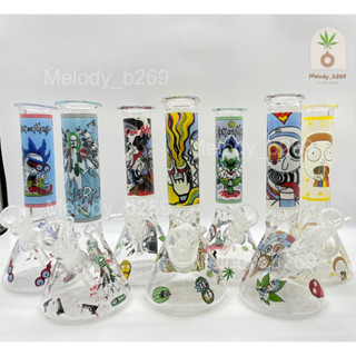 บ้องแก้ว Glass Bong ขวดแก้วสมุนไพร ลายการ์ตูน สูง 7.9 นิ้ว = 20 cm