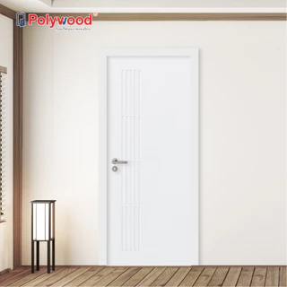 ส่งฟรี ประตูโมเดิร์น ประตู uPVC รุ่น PJR-001 ผิวเสี้ยนไม้ เซาะร่อง Vacuum ประตูภายนอกกันน้ำ Polywood ประตูกันน้ำ
