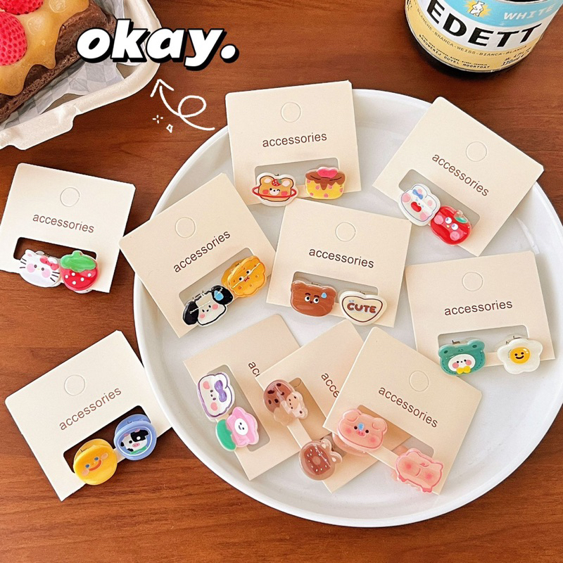 Cute 058 กิ๊บติดผม กิ๊บจิ๋ว 2 ชิ้น / แพ็ค ลายใหม่