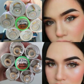 คอนแทคเลนส์ บิ๊กอาย รุ่น Sol 3 tone สีเทา/ตาล Gray/Brown มีค่าสายตา (0.00)-(-7.50) เปลี่ยนแทนทุกเดือน