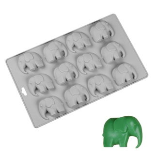 แม่พิมพ์ ซิลิโคน รูปช้าง 12 ช่อง แผ่นใหญ่ (คละสี)  silicone moulds