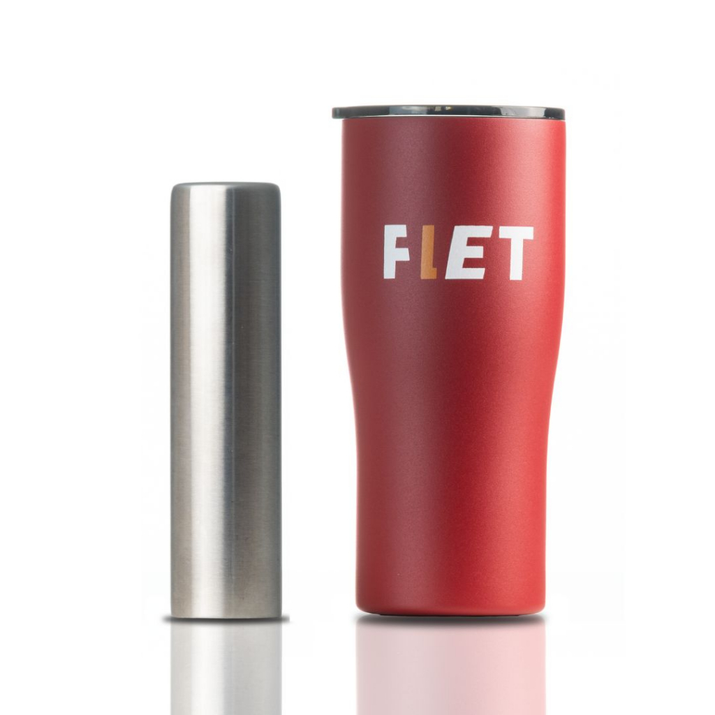 FLET tumbler - สีแดง - แก้วเก็บความเย็น มาพร้อมแท่งน้ำแข็งสแตนเลส เครื่องดื่มเย็นไม่ต้องใส่น้ำแข็ง