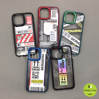 เคส 7+ 11 13 13 Pro Max 14 14 Pro 14 Pro Maxเคสขอบสีหลังใสพิมพ์เต็มกันเลนส์กล้อง ขอบสีเลนส์เงา พิมพ์ลายเท่