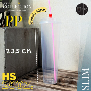 Set แก้ว Slim HS-28oz. (พร้อมฝา+หลอด) ปาก90mm. [50 ชุด]