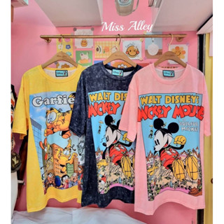 เสื้อยืดเกาหลี ผ้าคอตตอนนาโน ลายรวมการ์ตูน 🧸 งานจากร้าน miss alley