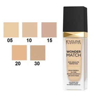 EVELINE Wonder Match Foundation Flawless Skin Shades with Hyaluron Acid 30 ml.