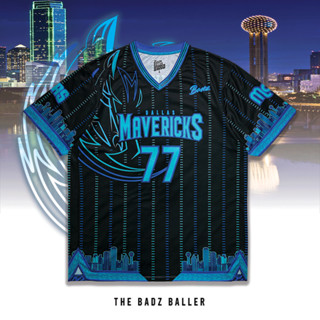 เสื้อบาสมีแขน Shooting Shirts LUKA Mavericks City