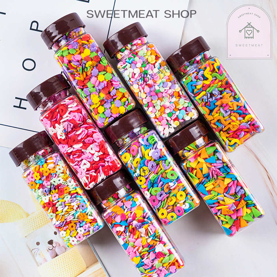 น้ำตาล น้ำตาลคัลเลอร์ฟูล แต่งโดนัล เม็ดน้ำตาลแต่งเค้ก Sprinkle ตกแต่งเค้ก