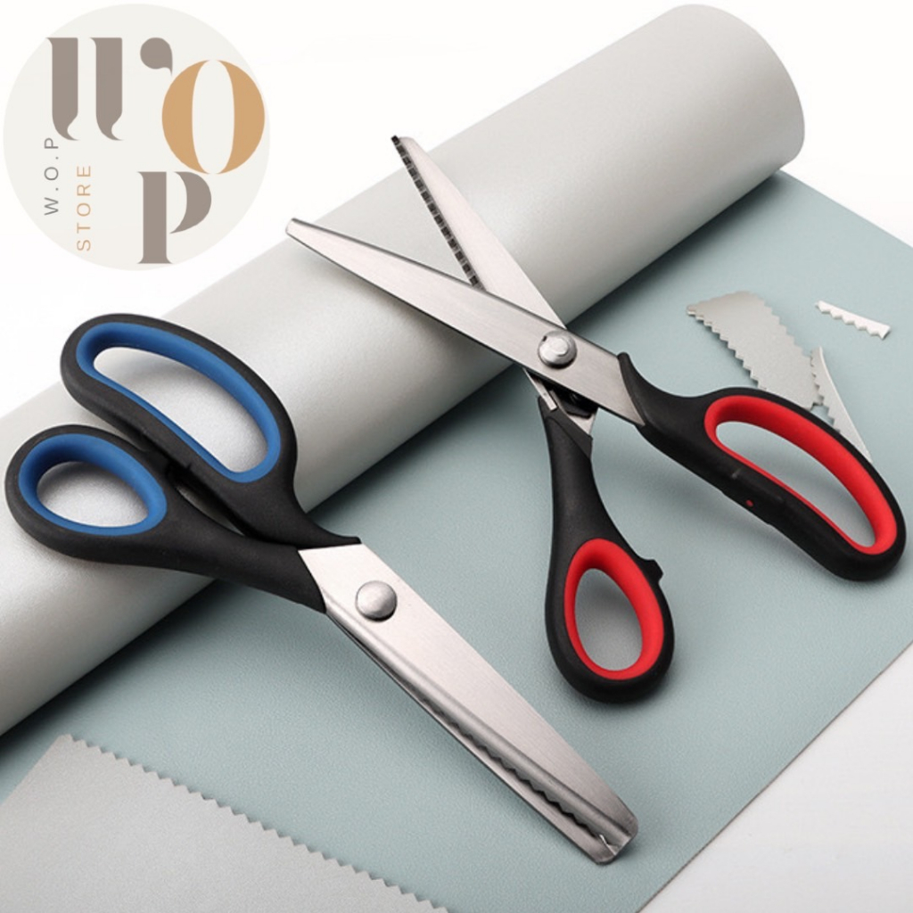 WOP Store กรรไกรซิกแซก ทรงฟันปลาสามเหลี่ยมขนาด 5 mm กรรไกรตัดผ้า ตัดริบบิ้น เหรียญโปรยทาน